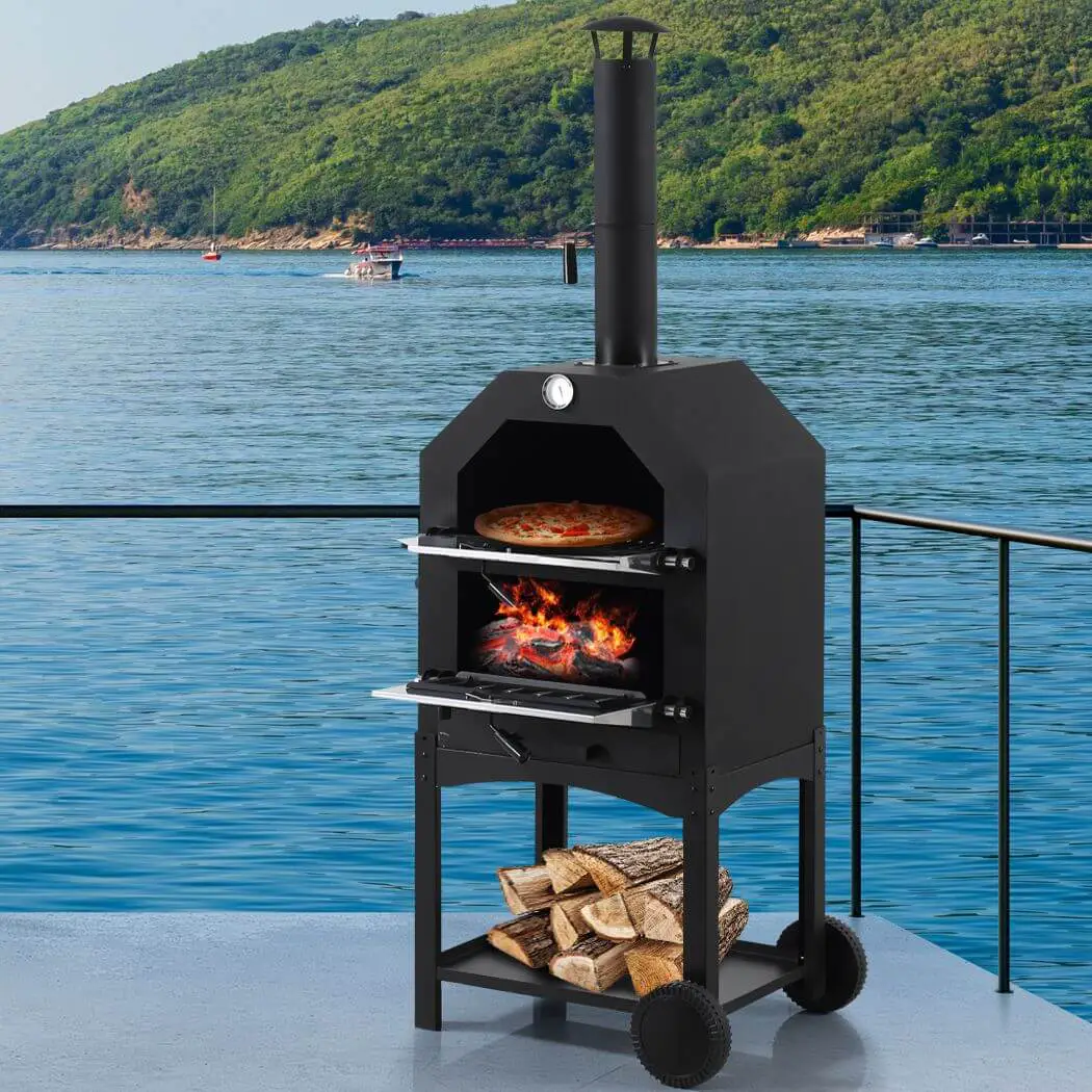 3 IN 1 Charcol Smoker Bbq Grill Portable Outdoor Steel Pizza Oven ...