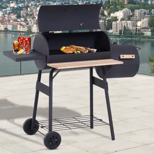 48"  Steel Portable Backyard Charcoal BBQ Grill w/ Offset ...