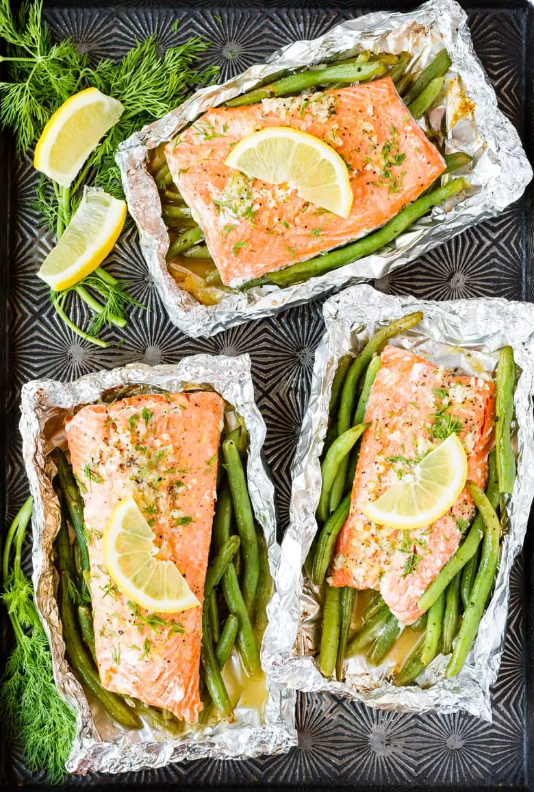 Easy Grilled Salmon In Foil Packets With Green Beans â Unsophisticook