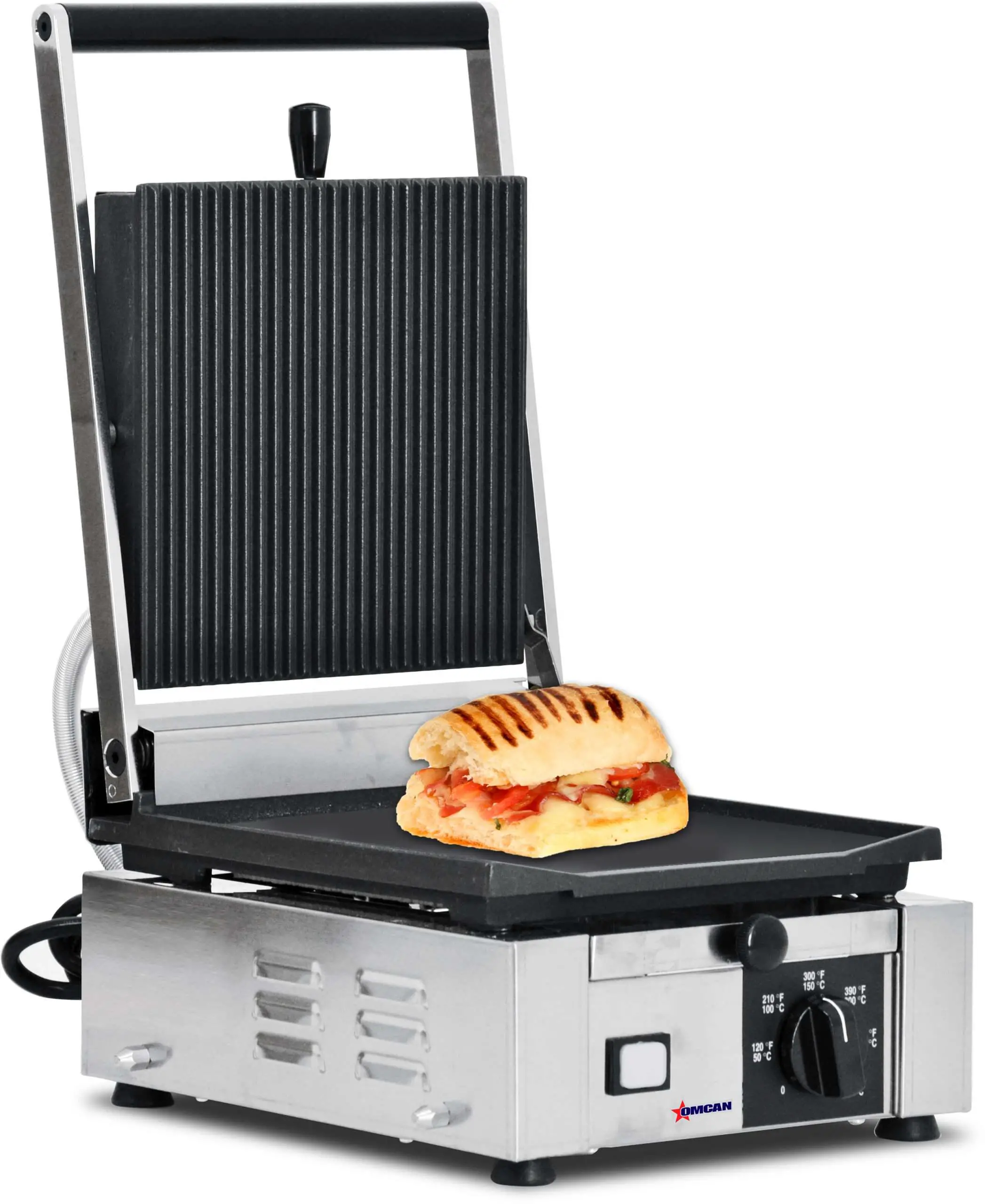 Elite Series 10 x 9 Single Panini Grill with Grooved Top and Smooth ...