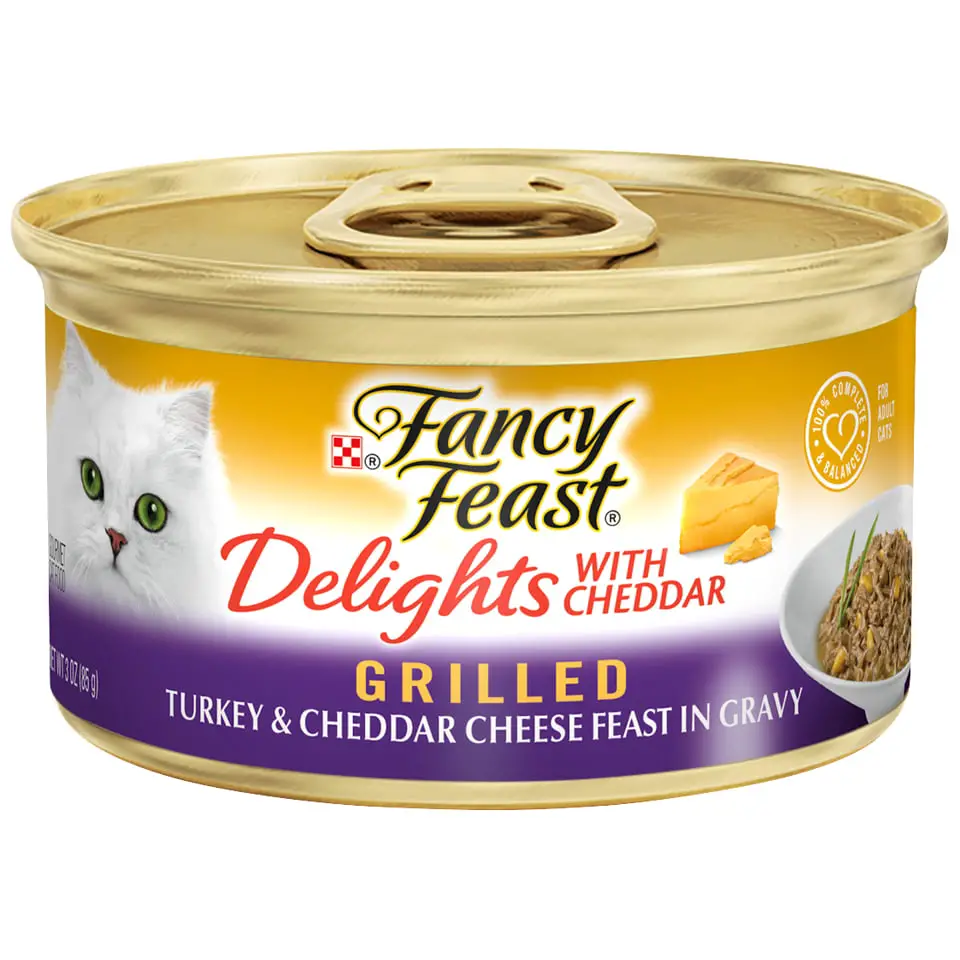 Fancy Feast Gravy Wet Cat Food, Delights Grilled Turkey &  Cheddar ...