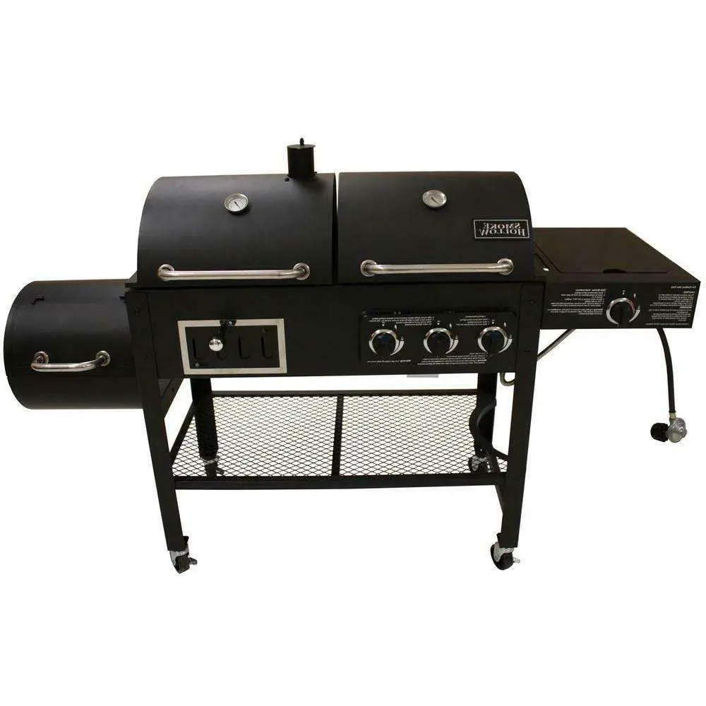 Gas Charcoal Grill Combo Outdoor BBQ Smoker Set