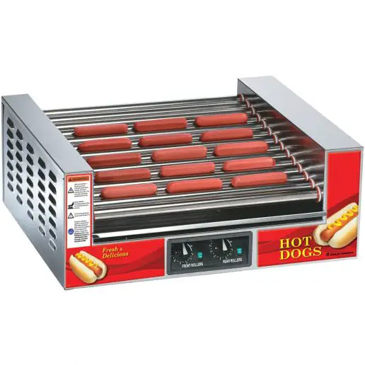 Gold Medal 8223 Double Diggity 26"  Wide Hot Dog Grill With 14 Slanted ...