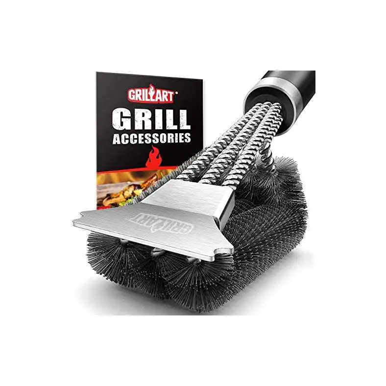 GRILLART Grill Brush and Scraper with Deluxe Handle