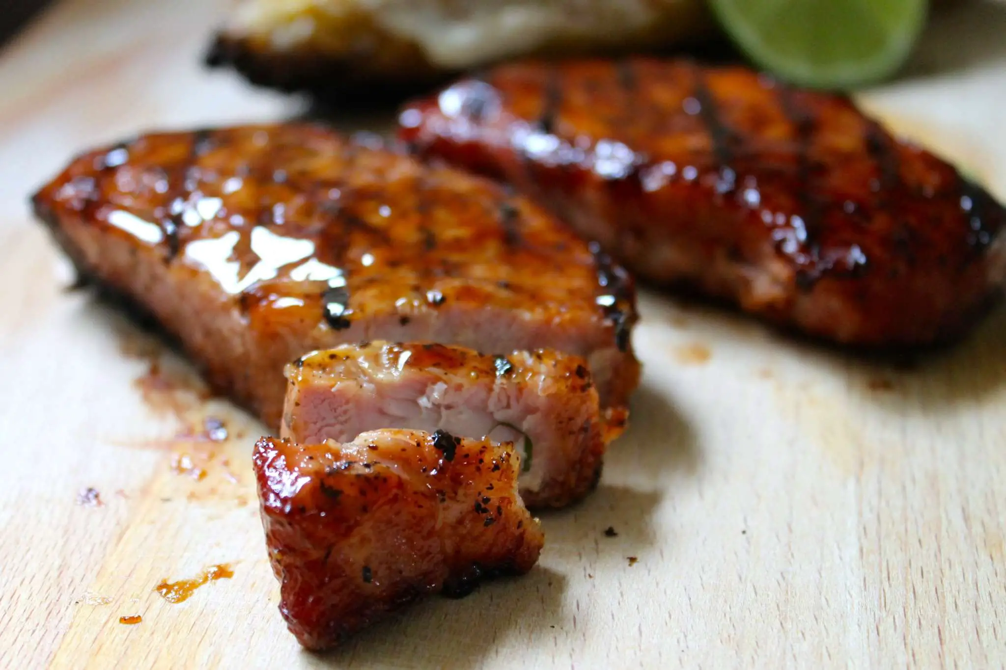 Grilled Boneless Pork Chops with BBQ sauce