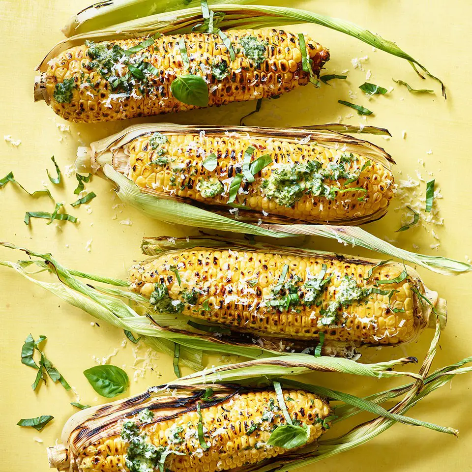 Grilled Corn on the Cob with Pesto Butter Recipe