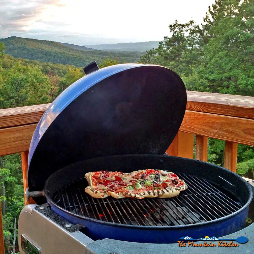 Grilled Pizza On a Charcoal Grill