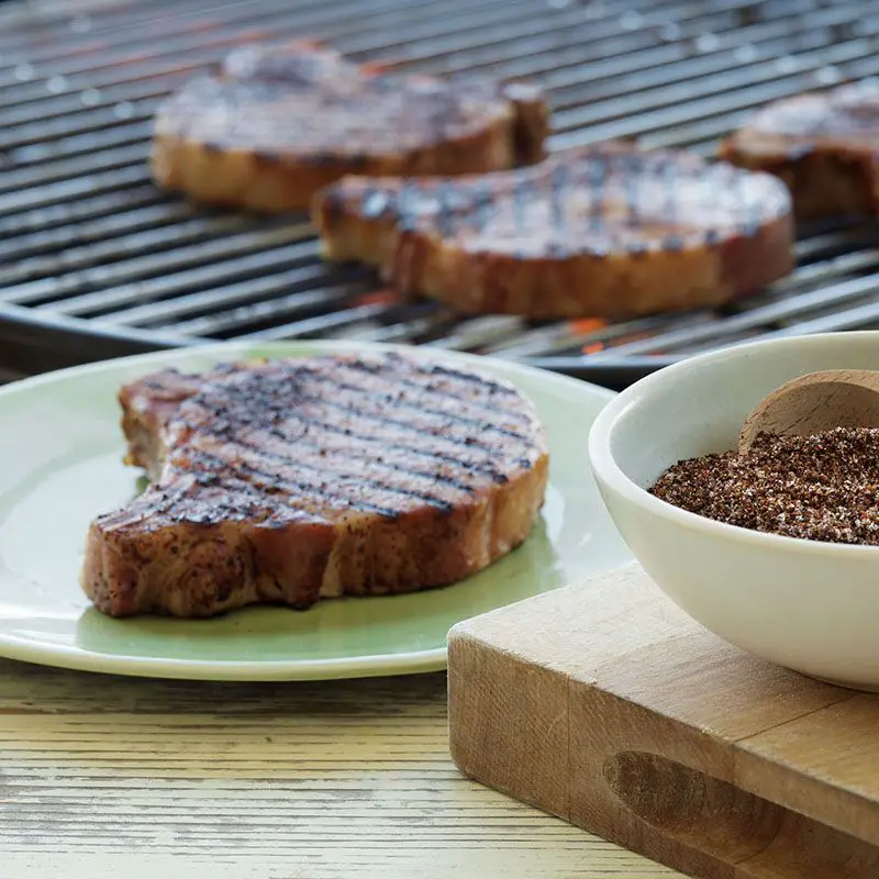 Grilled Pork Chops Recipe with Coffee Dry Rub