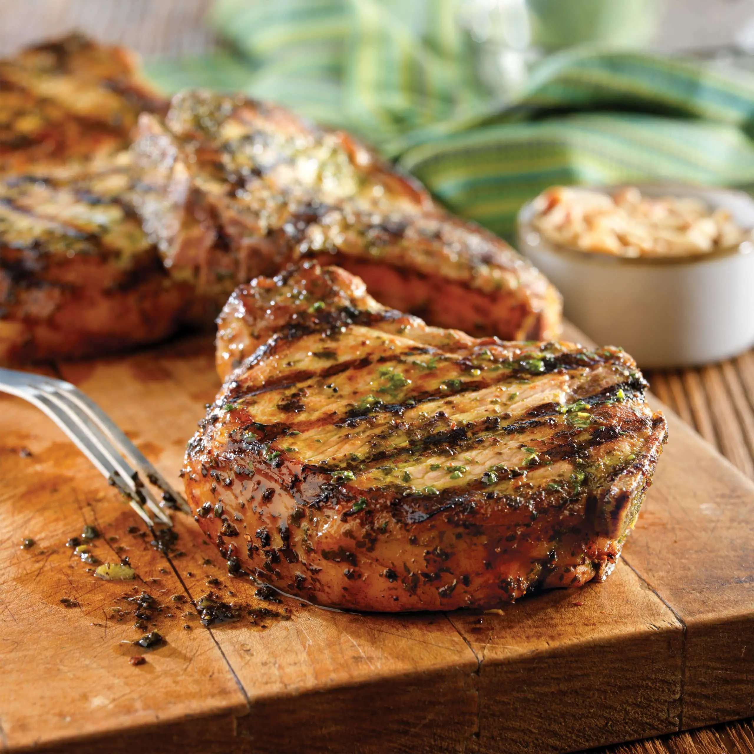 Grilled Pork Chops with Basil
