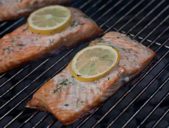 Grilled Salmon on the Charcoal Grill Grates
