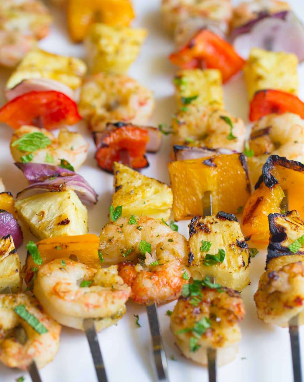 Grilled Shrimp Skewers with Pineapple Mint Marinade