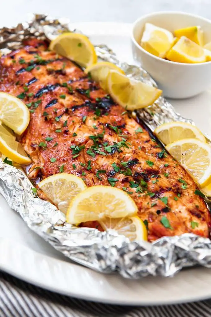 Grilled Soy Brown Sugar Salmon in Foil