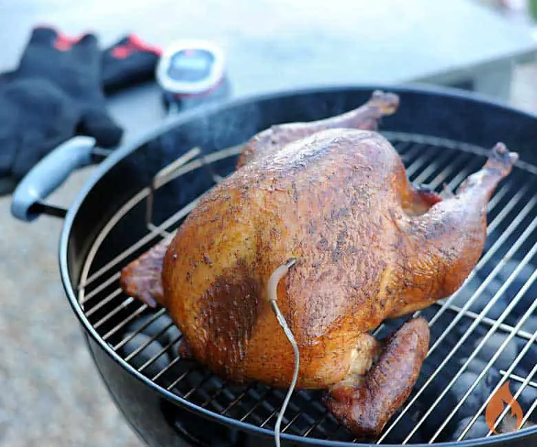 grilling a turkey on a weber gas grill