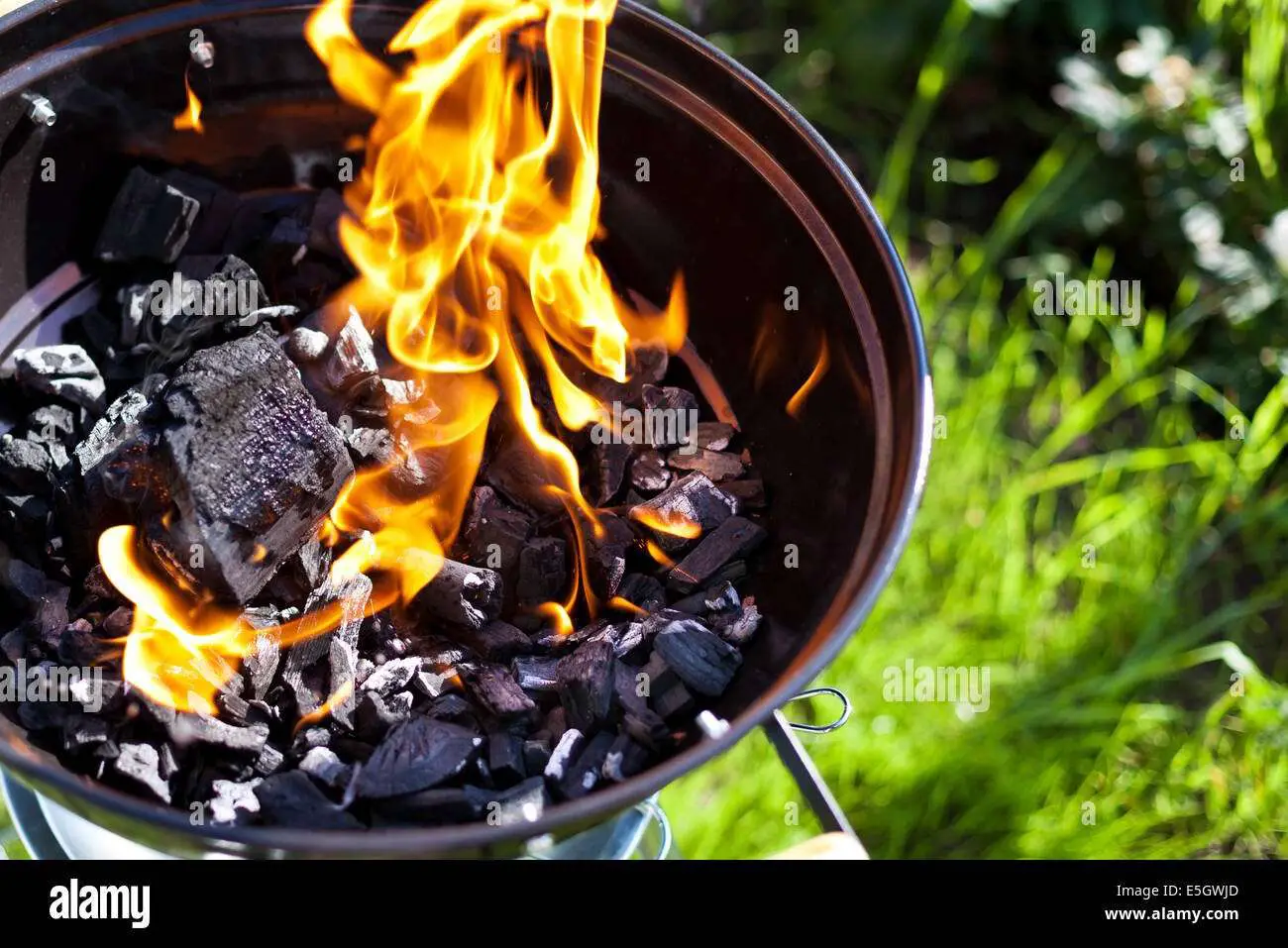 Hot burning charcoal, grill on fire Stock Photo: 72286101