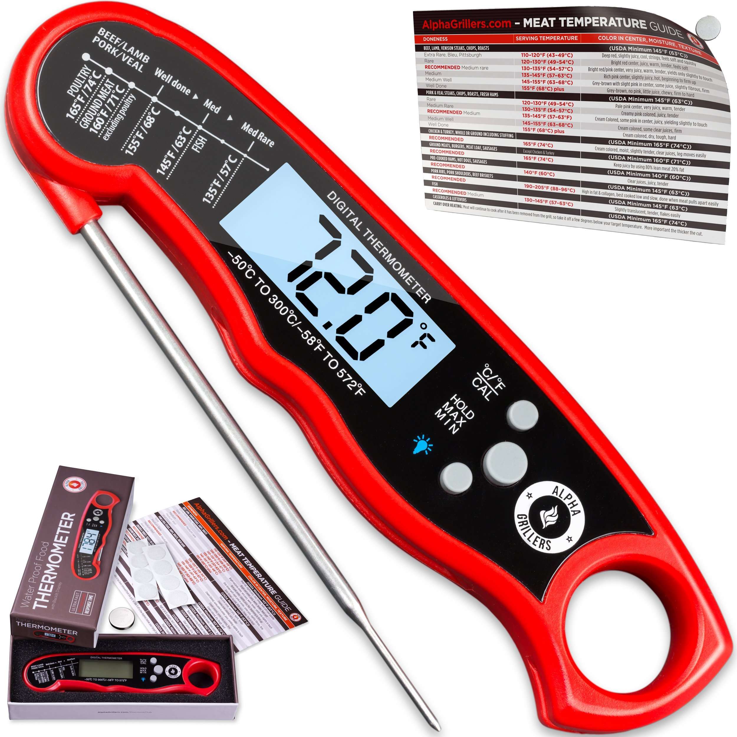 Instant Read Meat Thermometer For Grill And Cooking ...