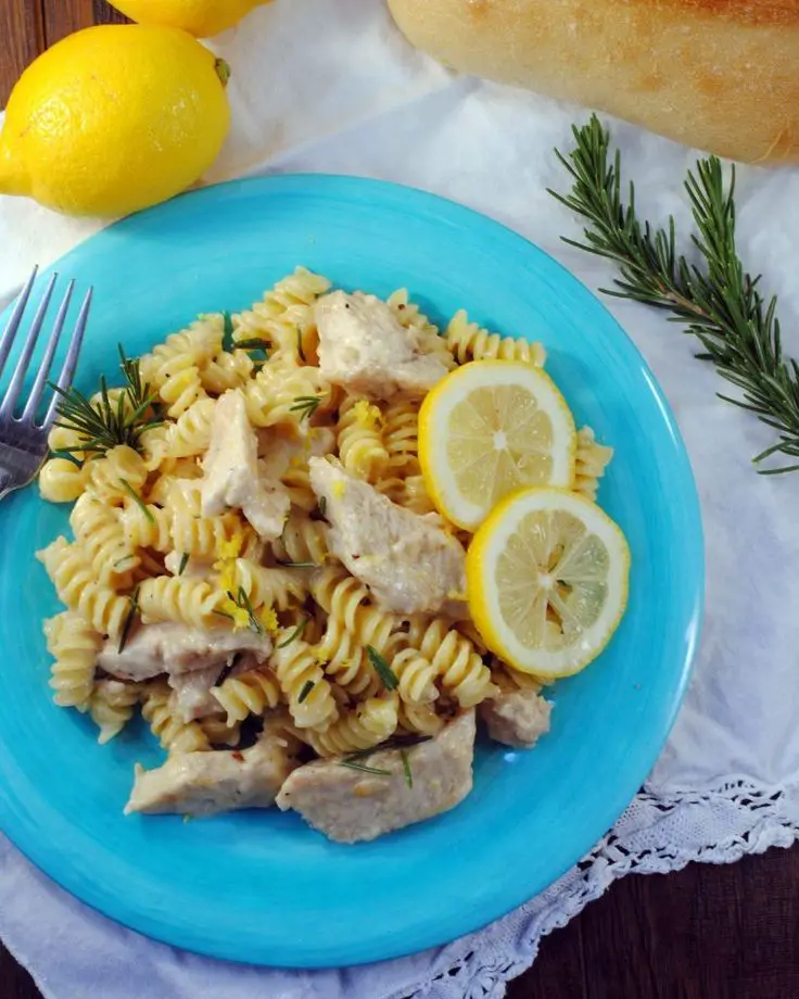 Lemony chicken one pot pasta with no boil pasta and frozen grilled ...