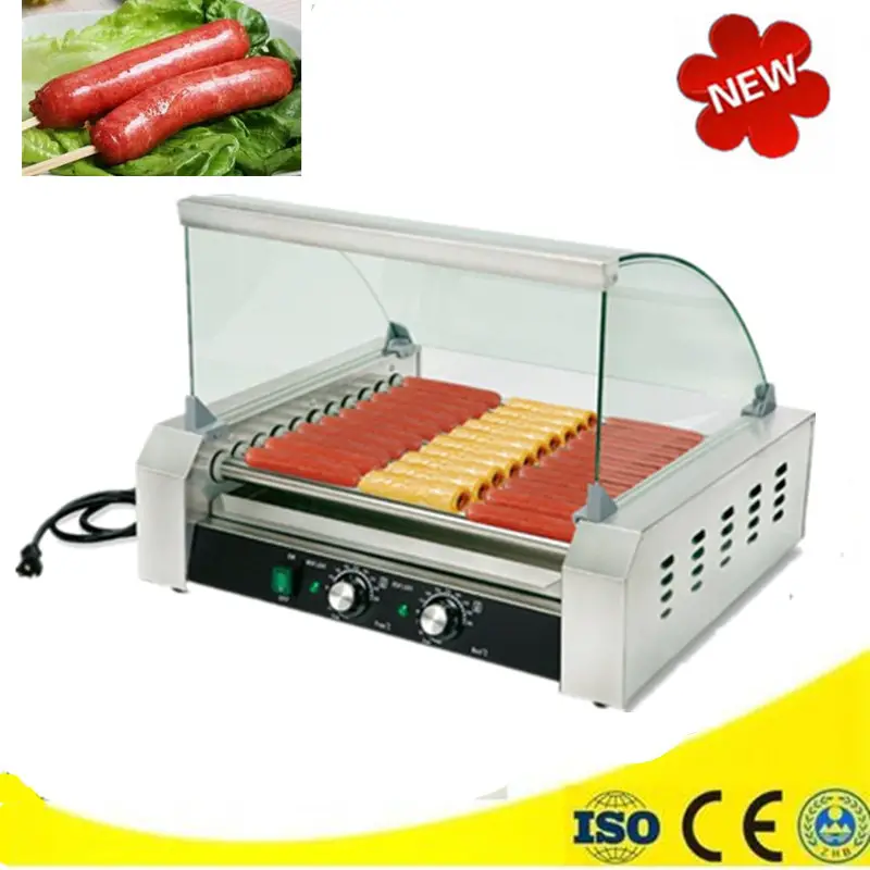 Mini Stainless Steel Hot Dog Grill Machine with 11 Rollers Temperature ...