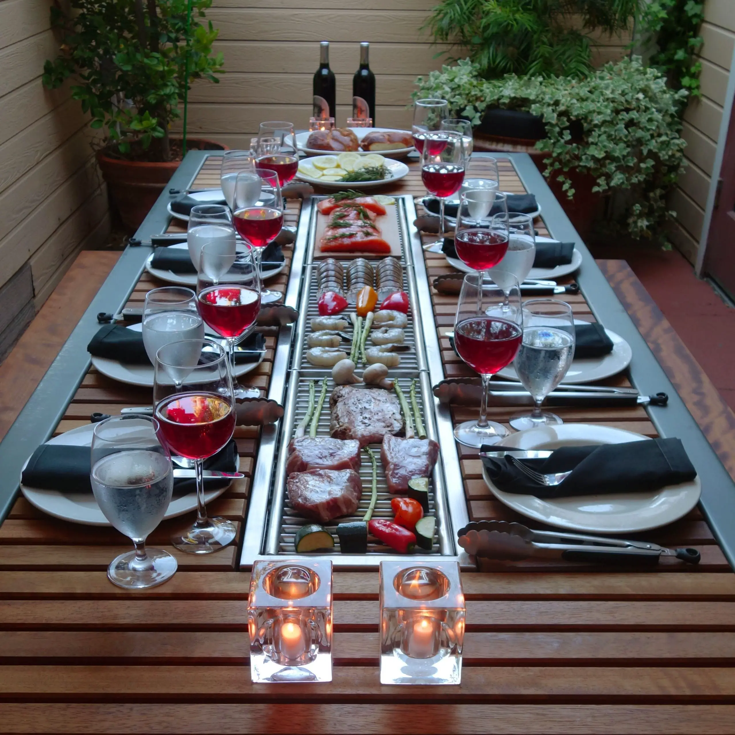 Modern Outdoor BBQ Grill &  Dining Tables