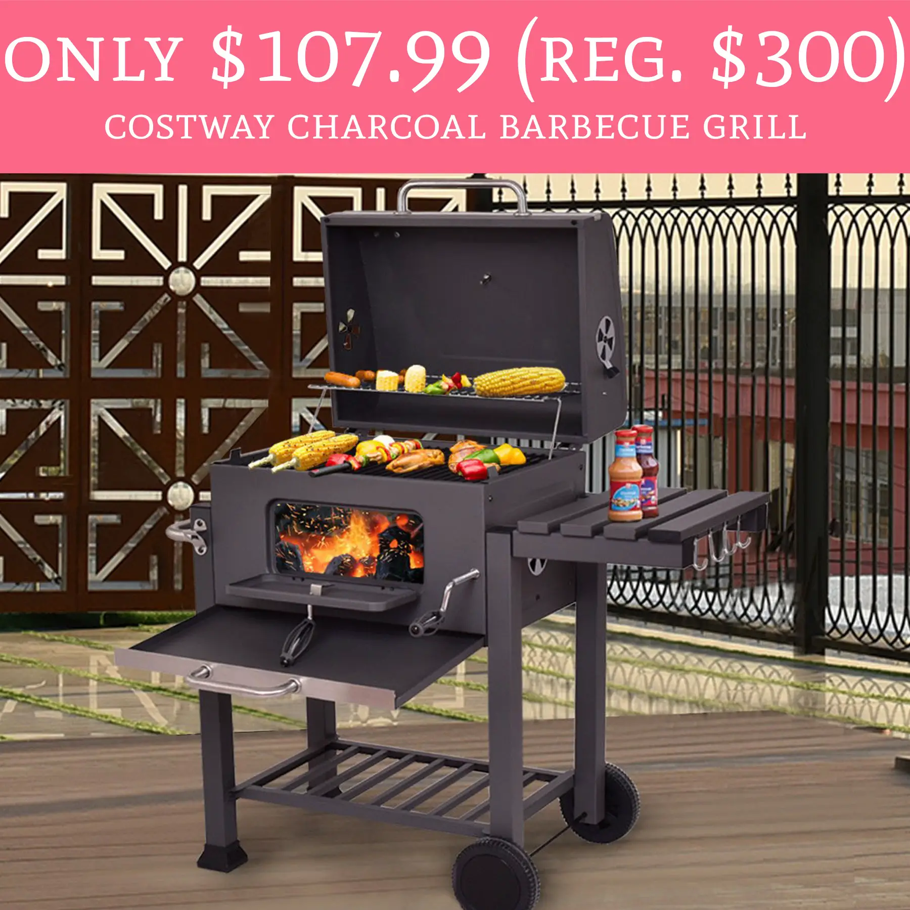Only $107.99 (Regular $300) Costway Charcoal Barbecue Grill