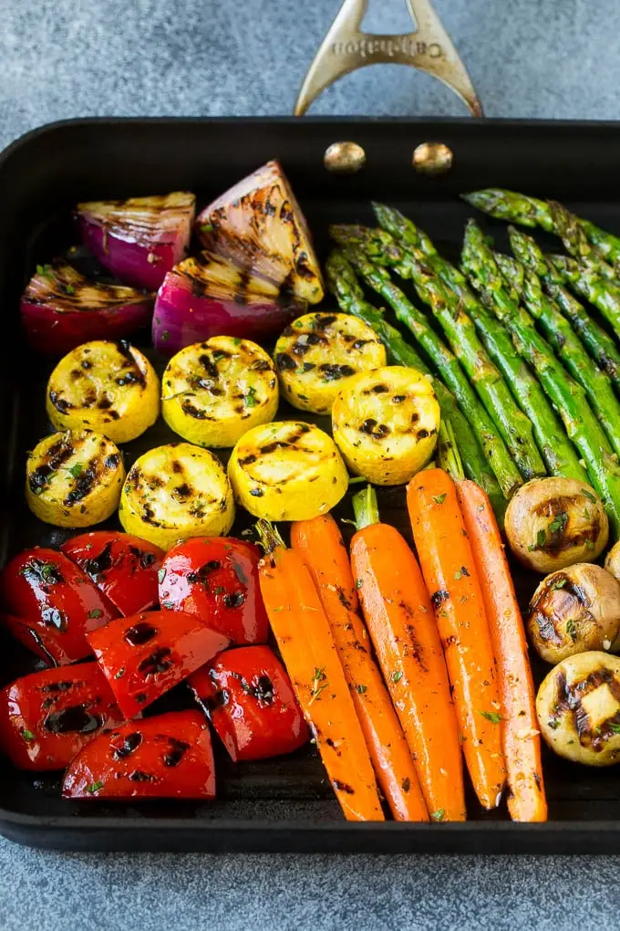 These grilled vegetables are an assortment of colorful ...