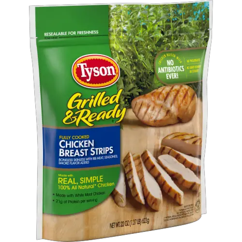 Tyson® Grilled &  Ready® Fully Cooked Grilled Chicken Breast Strips, 22 ...