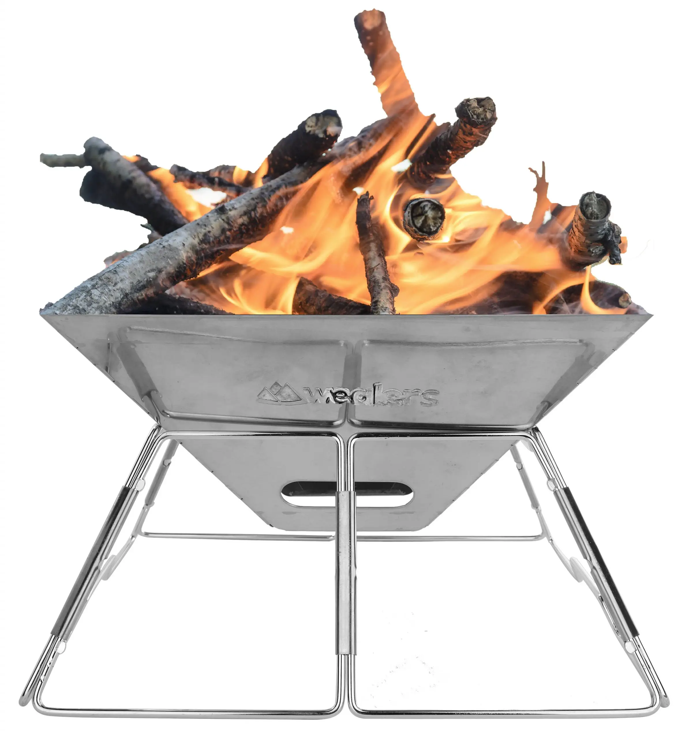 Wealers Compact Folding 16 Inch Fire Pit BBQ Grill Made From Stainless ...