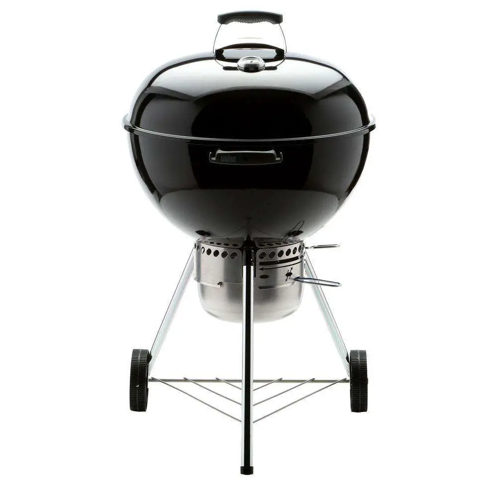 Weber 22 in. Original Kettle Premium Charcoal Grill in Black with Built ...