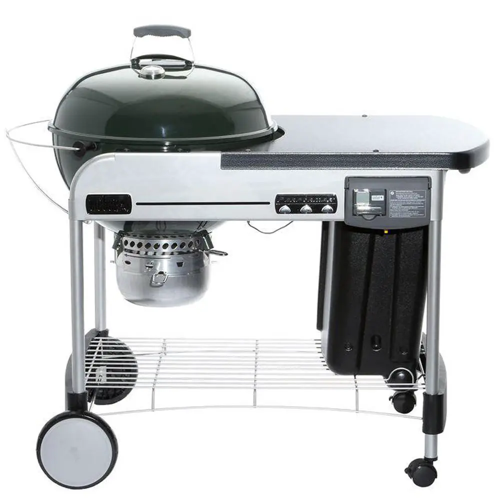 Weber 22 in. Performer Deluxe Charcoal Grill in Green with Built
